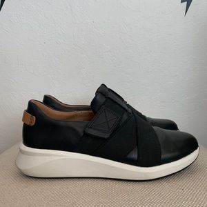 Clarks Black Sneaker with Elastic/Velcro strap